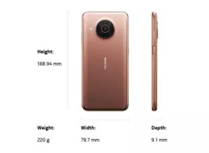 Nokia X20 Size & weight